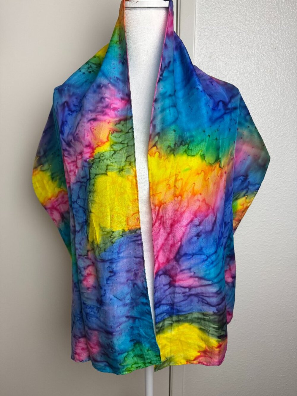 Silk Rainbow Colorful Tie Dye Scarf